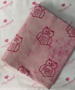 Baby Pink Owl - Pure Cotton Fabric